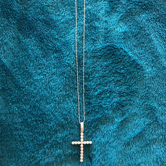 Sterling Silver and CZ Cross with Sterling chain - Picture 1 of 7